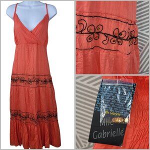 NEW Mlle Gabriel Boho Dress Plus 2X Pinup Flare Skirt Wrap Top Shirred Stretch